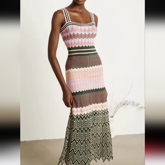 Dresses & Skirts - Luxury Design Knitted Dubai Arab Long Maxi Dress Women Elegant Sleeveless Vintag